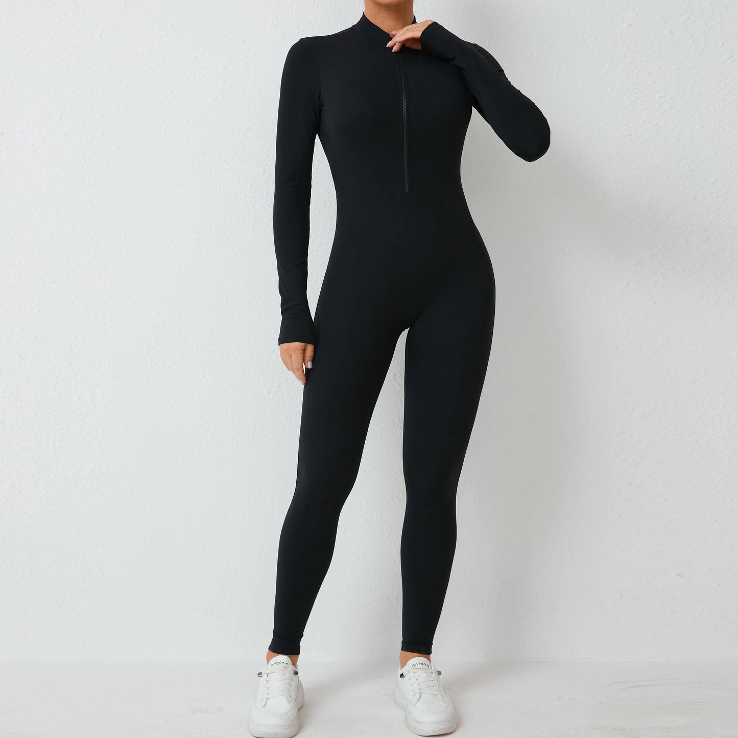 Zipper Yoga Padded Bodysuit Long Sleeved Women's Sportswear Gym Jumpsuits Workout High-intensity Fitness One-piece Long Rompers