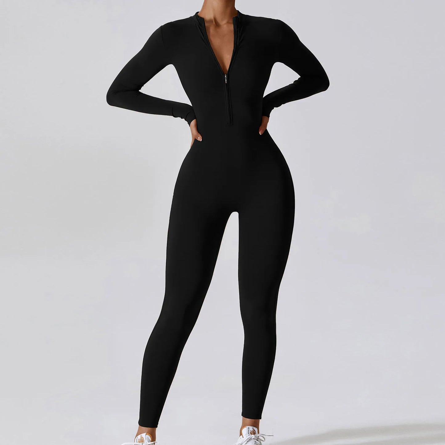 Zipper Yoga Padded Bodysuit Long Sleeved Women's Sportswear Gym Jumpsuits Workout High-intensity Fitness One-piece Long Rompers